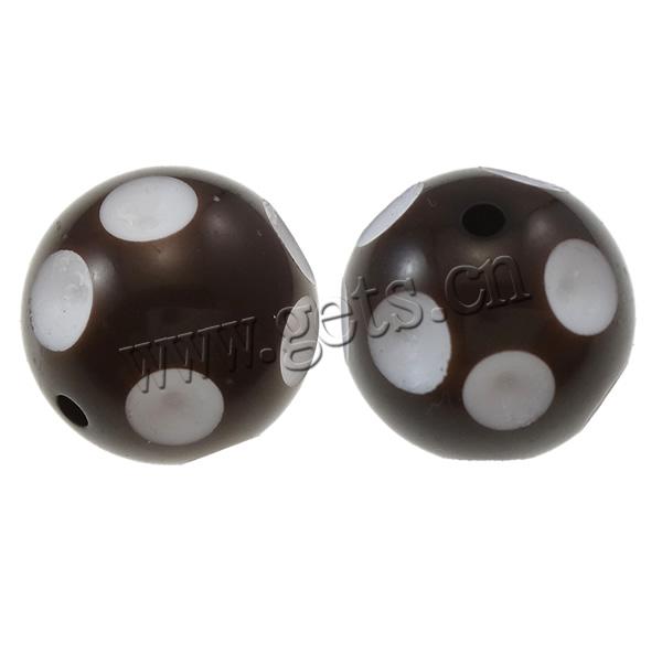 Acryl Polka-Punkt-Beads, rund, Volltonfarbe, keine, Bohrung:ca. 2mm, verkauft von PC