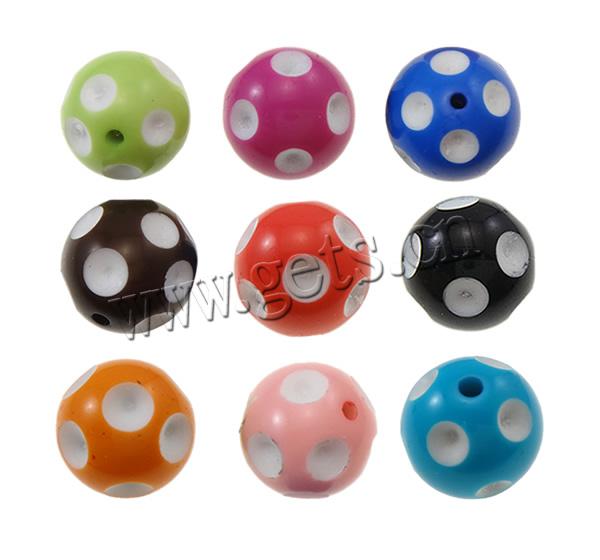 Acrylic Polka Dot Beads, Round, solid color, more colors for choice, Hole:Approx 2mm, Sold By PC