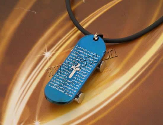 Stainless Steel Pendants, 316L Stainless Steel, Skateboard, plated, different size for choice & two tone, blue, Hole:Approx 4x7mm, Sold By PC