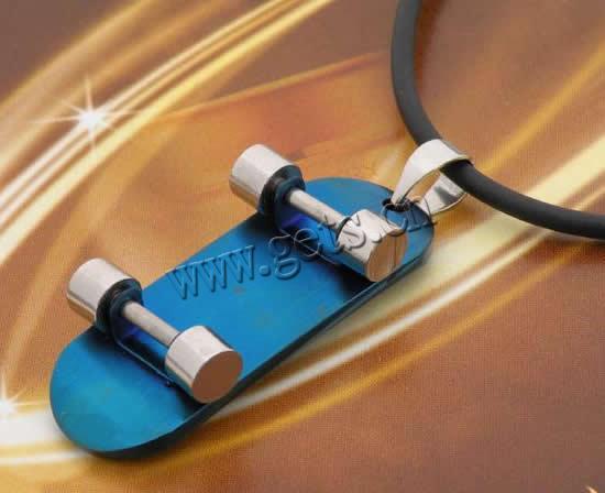 Stainless Steel Pendants, 316L Stainless Steel, Skateboard, plated, different size for choice & two tone, blue, Hole:Approx 4x7mm, Sold By PC
