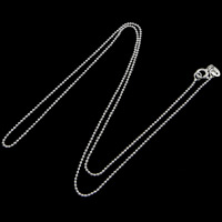 Collar de cadena de plata esterlina, plata de ley 925, cadena de la bola, más colores para la opción, 1mm, longitud:17.5 Inch, Vendido por Sarta