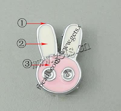 Zinc Alloy Slide Charm, with enamel, Rabbit, plated, enamel, more colors for choice, 13x8x4mm, Hole:Approx 8x2mm, Sold By PC