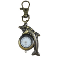 Keychain Watch, Zinc Alloy, with Glass, Dolphin, antique bronze color plated, brushed, nickel, lead & cadmium free Approx Approx 3.5 Inch 