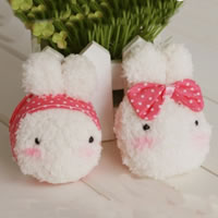 Plush Hanging Decoration, with Cloth & Nylon Cord, Rabbit, for couple, white 