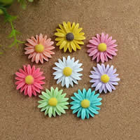 Resin Flower Cabochon, flat back & solid color, mixed colors, 26mm 