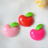 Fruit Resin Cabochon, Apple, flat back & solid color, mixed colors 