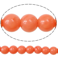 Perles en corail naturel, Rond, orange rougeâtre, Niveau AA, 3.5~4.0mm pouce, Environ  Vendu par kg