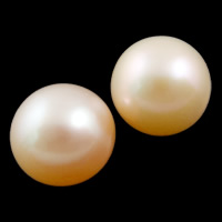 Half Drilled Cultured Freshwater Pearl Beads, Round, natural, half-drilled, pink, Grade AAA, 6-6.5mm Approx 0.8mm 