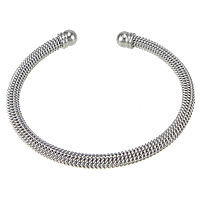 Stainless Steel Cuff Bangle, original color, 4.5mm, 61mm, 52mm Approx 6.5 Inch 