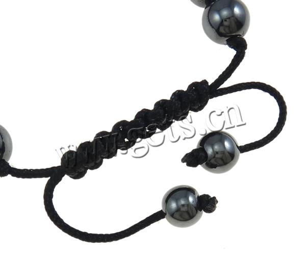 Bracelets de Woven Ball à stras , argile, avec Cordon de cire & Hématite, Rond, plus de couleurs à choisir, 10mm, Longueur:Environ 7.5 pouce, Vendu par brin