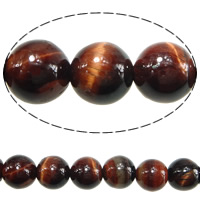 Tiger Eye Beads, Round, red, Grade AA, 8mm Inch 
