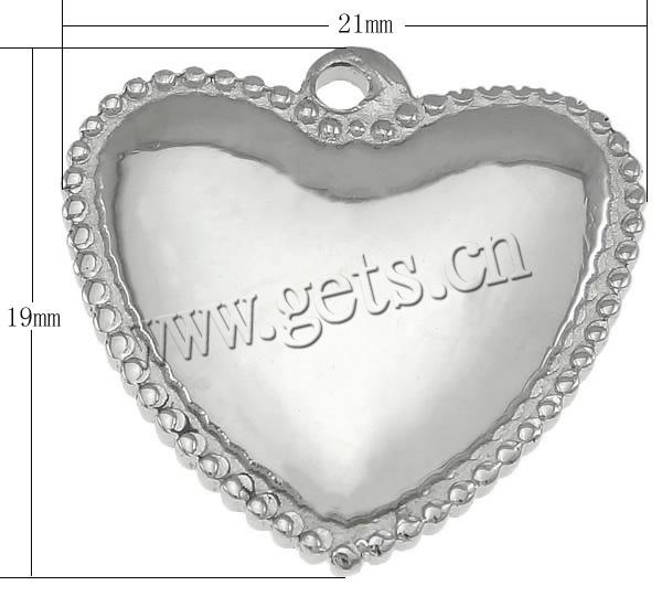 Stainless Steel Tag Charm, Heart, Customized, original color, 21x19x3mm, Hole:Approx 1.6mm, 200PCs/Lot, Sold By Lot