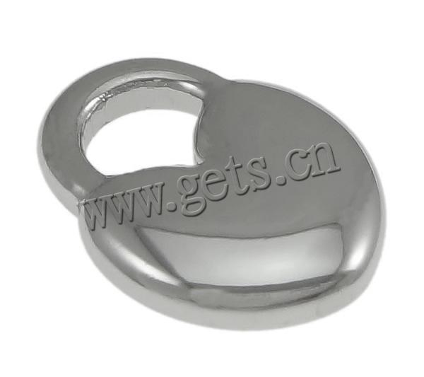 Stainless Steel Tag Charm, Lock, Customized, original color, 13x17x3.5mm, Hole:Approx 5.3x5.2mm, Sold By PC