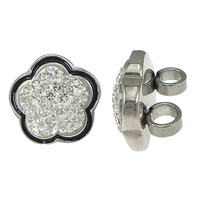 304 Stainless Steel  Button, Flower, with 48 pcs rhinestone & enamel & with rhinestone, original color Approx 4mm 