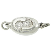 Sterling Silver Box Clasp, 925 Sterling Silver, Flat Oval, plated, single-strand Approx 2.5mm 