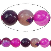 Natürliche Streifen Achat Perlen, rund, verschiedene Größen vorhanden, rosarot, Bohrung:ca. 1-1.5mm, Länge:ca. 15 ZollInch, verkauft von Strang