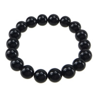 Черный обсидиан браслет, черный обсодиан, Круглая, натуральный, 10mm, длина:7 дюймовый, продается Strand
