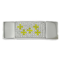 Rectangle Stainless Steel Magnetic Clasp, plated, with rhinestone 