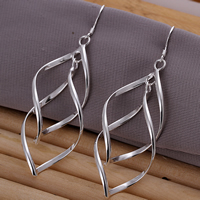 Brass Drop Earring, Leaf, real silver plated, lead & cadmium free [