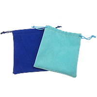 Velveteen Drawstring Pouches, with Nylon Cord, Rectangle, imitation deerskin & Customized  