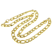Collar de cadena de acero inoxidable, chapado en color dorado, cadenilla, 8mm, longitud:aproximado 24 Inch, Vendido por Sarta