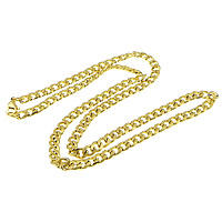 Collar de cadena de acero inoxidable, chapado en color dorado, cadenilla, 6mm, longitud:aproximado 24 Inch, Vendido por Sarta