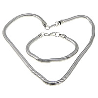 Refine Stainless Steel Jewelry Sets, bracelet & necklace, snake chain, original color, 6.5mm Approx 21.5 Inch, Approx 9.5 Inch 