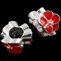 Enamel Zinc Alloy European Beads, Flower, plated, Customized & without troll & large hole 9-12mm Approx 5mm 