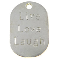 Zinc Alloy Message Pendants, Flat Oval, plated, with letter pattern Approx 2mm, Approx 