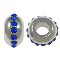 Edelstahl European Perlen, Kreisring, ohne troll & mit Strass, keine, 7x13x4mm, Bohrung:ca. 5mm, verkauft von PC