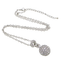 Rhinestone Zinc Alloy Necklace, with 2.5lnch extender chain, Dome, plated, Customized & oval chain & with rhinestone & hollow nickel, lead & cadmium free  Approx 18 Inch 