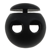 Spring Stopper Buckle, Plastic, Round, double-hole, black Approx 5mm 