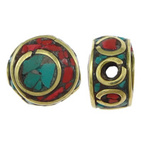 Indonesia Jewelry Beads, with Natural Turquoise & Brass, Rondelle, nickel, lead & cadmium free Approx 2mm 