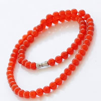 Red Agate Necklace, brass screw clasp, natural, 6mm Approx 18 Inch 