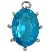 Crystal Zinc Alloy Pendants, with Crystal, Oval, plated nickel, lead & cadmium free Approx 3mm 