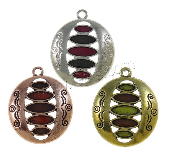 Zinc Alloy Enamel Pendants, Flat Round, plated, Customized, more colors for choice, nickel, lead & cadmium free, 23.5x29x4mm, Hole:Approx 2mm, Sold By PC