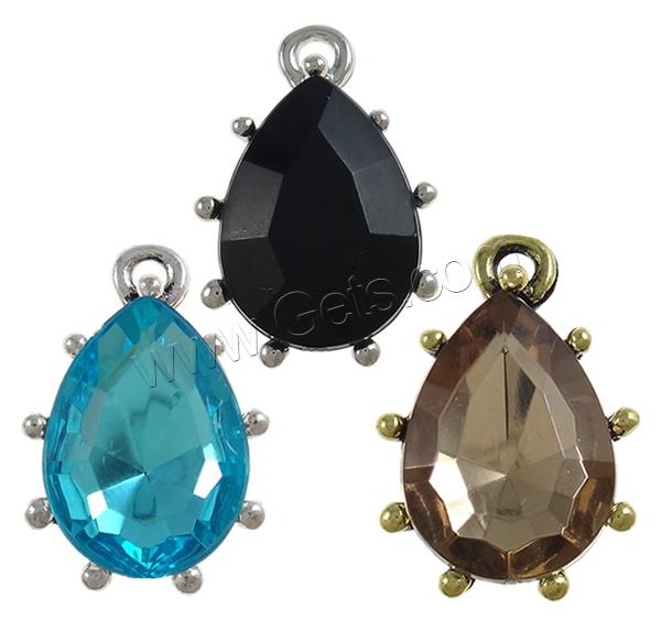 Crystal Zinc Alloy Pendants, with Crystal, Teardrop, plated, more colors for choice, nickel, lead & cadmium free, 16x23.5x7.5mm, Hole:Approx 2mm, Sold By PC