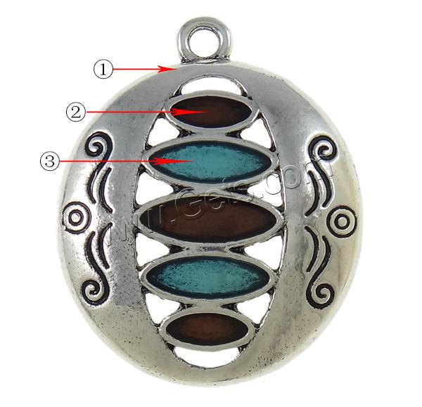 Zinc Alloy Enamel Pendants, Flat Round, plated, Customized, more colors for choice, nickel, lead & cadmium free, 23.5x29x4mm, Hole:Approx 2mm, Sold By PC