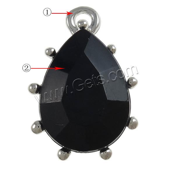Crystal Zinc Alloy Pendants, with Crystal, Teardrop, plated, more colors for choice, nickel, lead & cadmium free, 16x23.5x7.5mm, Hole:Approx 2mm, Sold By PC