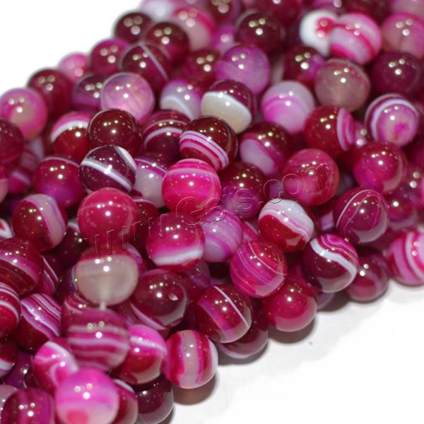 Natürliche Streifen Achat Perlen, rund, Weitere Größen für Wahl, rosarot, Länge:ca. 15 ZollInch, verkauft von Strang
