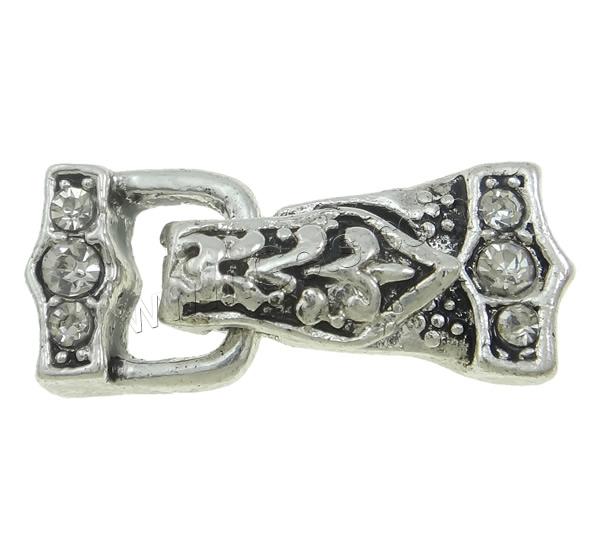 Zinc Alloy Magnetic Clasp, plated, with rhinestone, more colors for choice, nickel free, 22x10x6mm, Hole:Approx 1mm, 50PCs/Bag, Sold By Bag