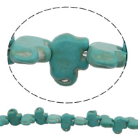 Synthetische Türkis Perlen, Elephant, blau, 14.5x11x5mm, Bohrung:ca. 1.5mm, Länge:ca. 15.3 ZollInch, ca. 40PCs/Strang, verkauft von Strang