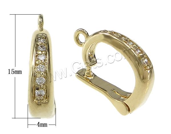 Brass Enhancer Bail, Letter D, plated, micro pave cubic zirconia, more colors for choice, nickel, lead & cadmium free, 4x15x10mm, Hole:Approx 1.5mm, Sold By PC