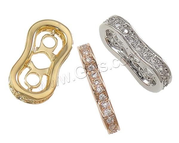 Brass Spacer Bar, Calabash, plated, Customized & micro pave cubic zirconia & 2-strand, more colors for choice, nickel, lead & cadmium free, 2.5x13x7mm, Hole:Approx 2mm, Sold By PC