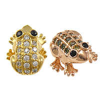 Cubic Zirconia Micro Pave Brass Beads, Frog, plated, micro pave cubic zirconia Approx 2mm 