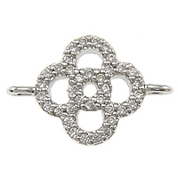 Cubic Zirconia Micro Pave Brass Connector, Flower, plated, micro pave cubic zirconia & 1/1 loop Approx 2mm 