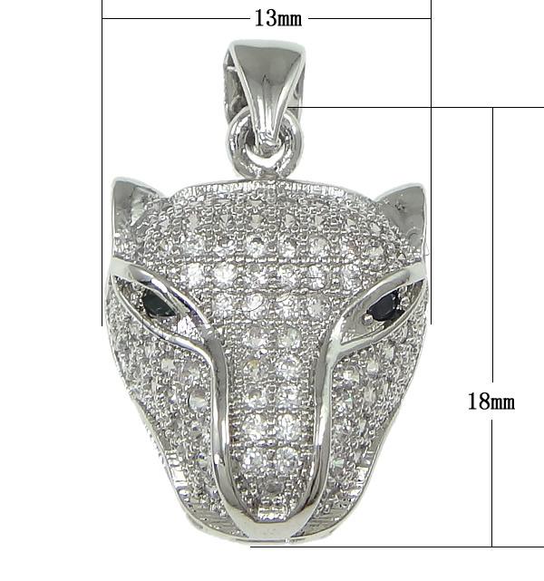 Cubic Zirconia Micro Pave Brass Pendant, Leopard, plated, micro pave 97 pcs cubic zirconia, more colors for choice, 13x18x7mm, Hole:Approx 3.5x5mm, Sold By PC