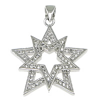 Cubic Zirconia Micro Pave Brass Pendant, Star, plated, micro pave 75 pcs cubic zirconia Approx 
