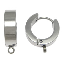 Stainless Steel Hoop Earring Component, with loop, original color Approx 1mm 