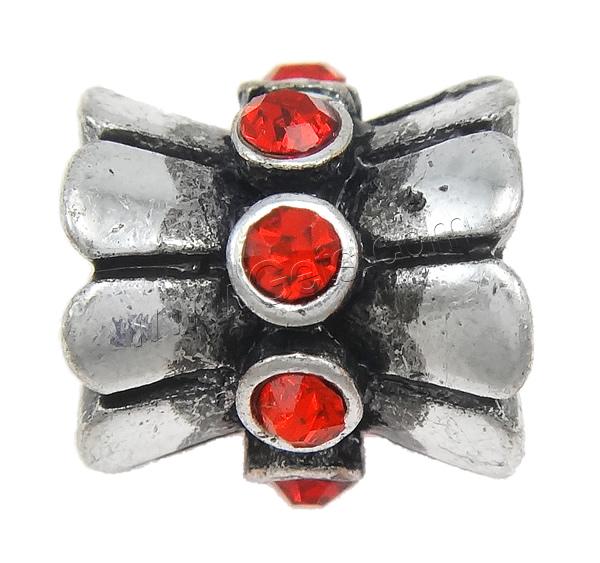 Rhinestone Zinc Alloy European Beads, Drum, plated, Customized & without troll & with rhinestone, more colors for choice, 10x10mm, Hole:Approx 5mm, Sold By PC